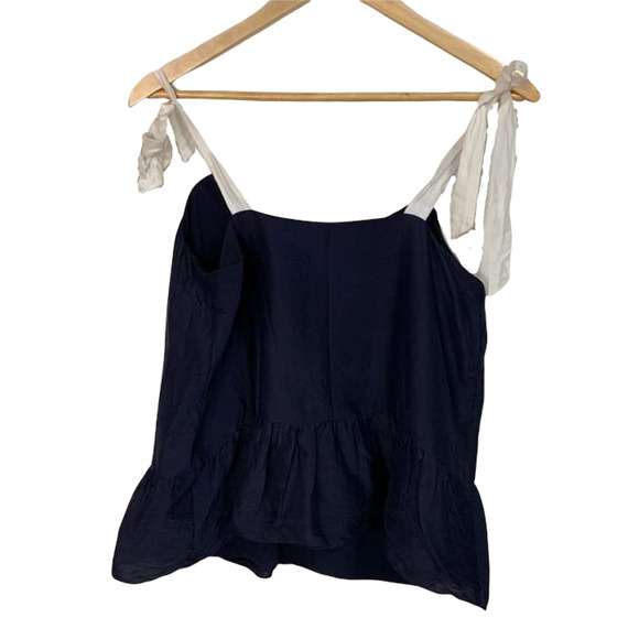 J.CREW Navy Peplum‎ Silk Tie Top Size 4 #G5365 - Picture 6 of 7
